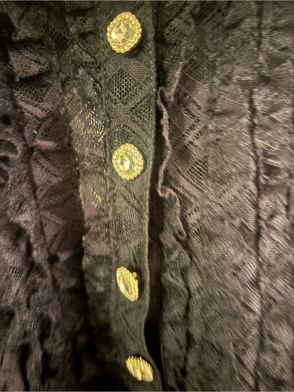 Maeve Black Lace Button-Front Short-Sleeve Blouse - Picture 3 of 6